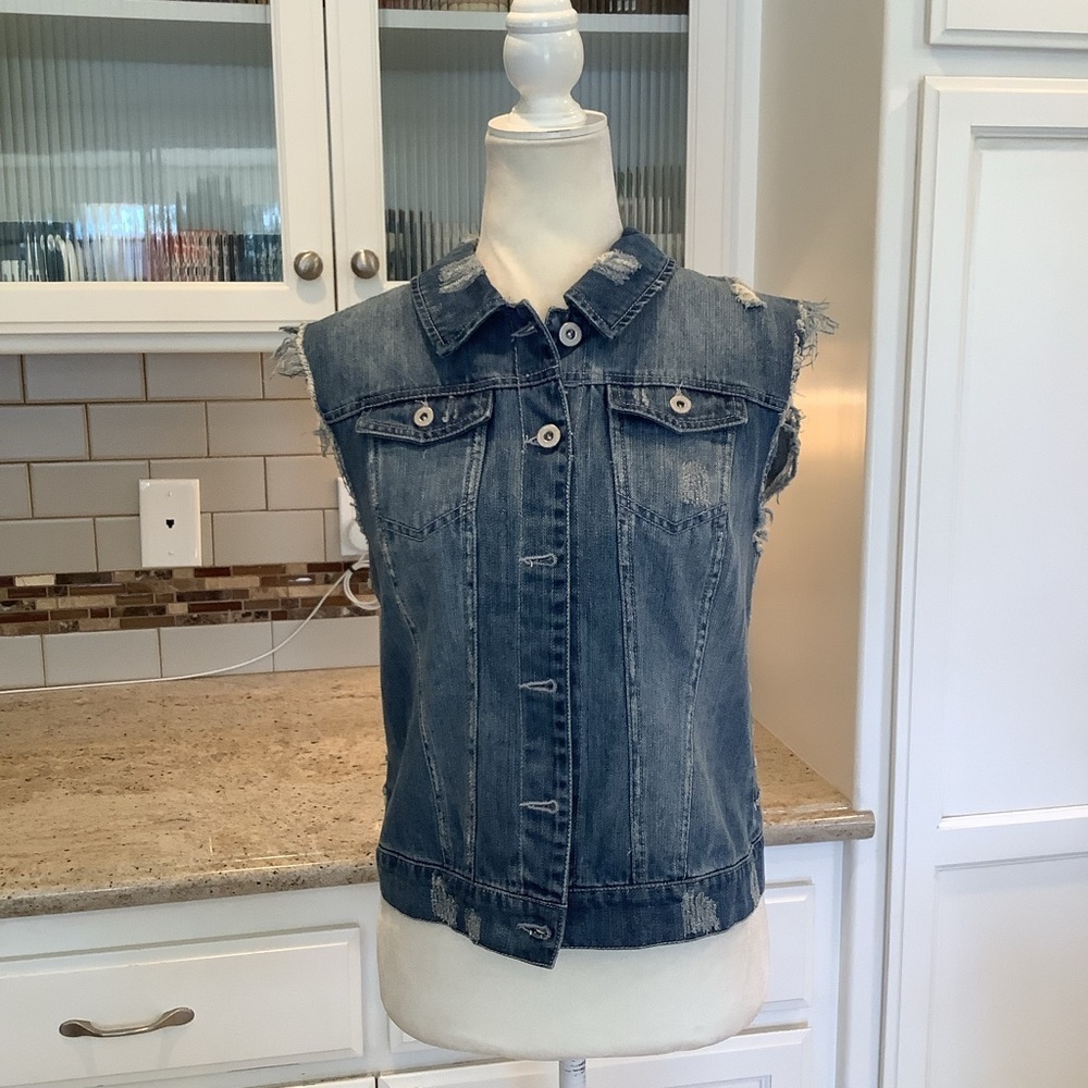 Only Blue Denim Sleeveless Vest NWT